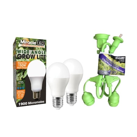 Miracle Led Multi-Plant WIDE ANGLE Full Spectrum Grow Light, Two Socket Fixture 802921